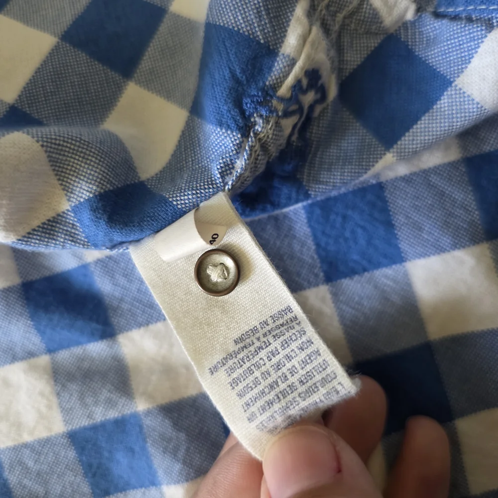 American Eagle Blue & White Plaid Button-Up Shirt β Size 0 β 100% Cotton Womens - Picture 15 of 16